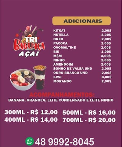 Açai Tri Bagunça São José | Melhor Açaí do Bairro Roçado | Temos Tele-entrega de açaí - Delivery - Foto 6